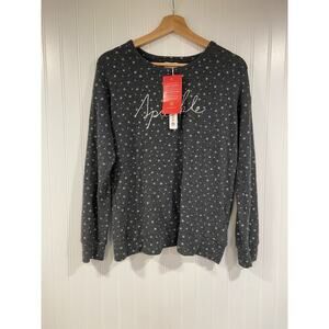 Sundry Sweater Women'a Size 0, Gray & White Star Print, Long Sleeve NEW